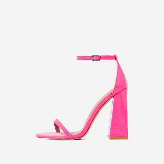 EGO Atomic Square Block Heel In Neon Pink Patent ~ glossy heels - flipped