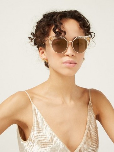 JIMMY CHOO Audrey crystal cat-eye sunglasses ~ luxe eyewear ~ retro summer accessory - flipped