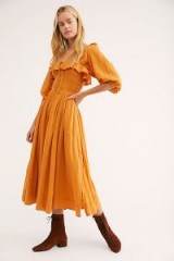FREE PEOPLE Oasis Midi Dress in Orange Nectar | prairie style fashion