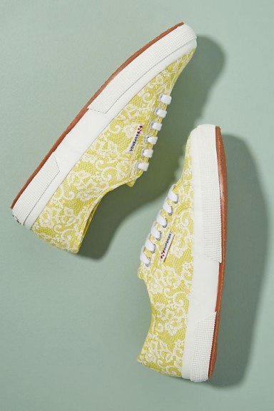 Superga 2750 Fantasy Cotu Trainers in Yellow – floral lace sneakers