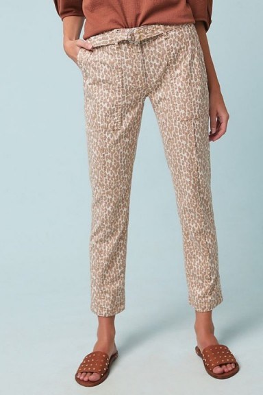 ANTHROPOLOGIE Wanderer Utility Trousers in Brown Motif / casual leopard pants - flipped