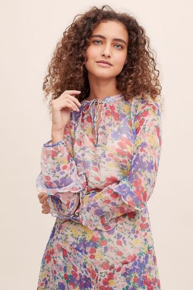 Lily & Lionel Forget Me Not Rina Printed Top ~ feminine ruffled trims