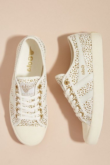 Gola Metallic Coaster Trainers in White ~ sports luxe sneakers - flipped