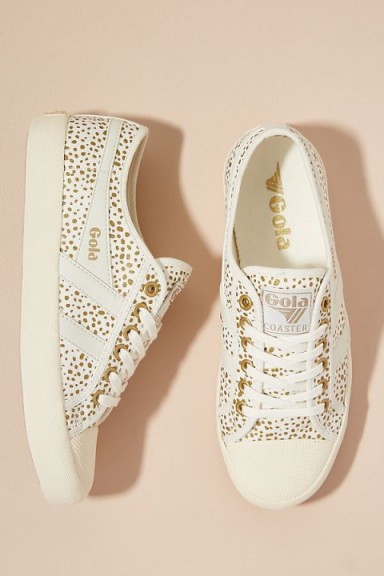 Gola Metallic Coaster Trainers in White ~ sports luxe sneakers