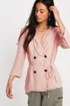 UO Print Blazer Blouse in Pink