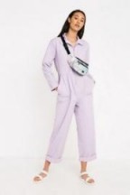 UO Rosie Lilac Utility Jumpsuit in Lilac – utilitarian fashion