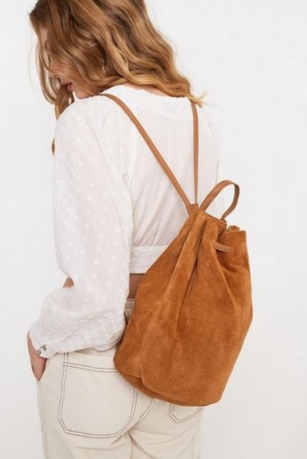 UO Suede Duffel Backpack in Brown – backpacks with style