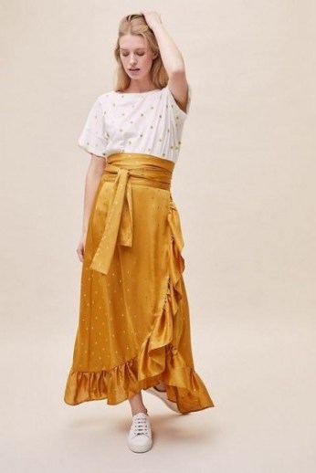 Lolly’s Laundry Amby Ruffled-Wrap Skirt in Maize | ruffle trimmed summer skirts - flipped