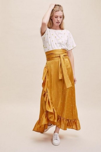 Lolly’s Laundry Amby Ruffled-Wrap Skirt in Maize | ruffle trimmed summer skirts