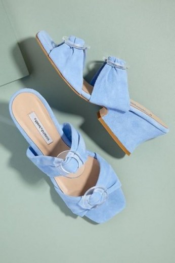 About Arianne Valentina Malibu Heels in Blue | stunning Spanish made summer mules - flipped