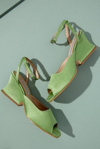 About Arianne Diane Matcha Silk Heels in Guacamole | green luxe sandals