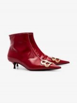 Balenciaga Red BB 40 Patent Leather Ankle Boots – kitten heel booties