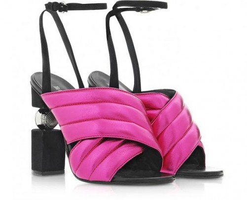 Forzieri BALMAIN Jana Fuchsia Laminated High Heel Sandals – the ultimate pink and black style!