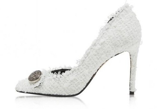 Forzieri BALMAIN White Tweed 95MM Julie Pump – just so stylish - flipped