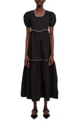 BATSHEVA BLACK EMPIRE WAIST DRESS | puff sleeved prairie dresses