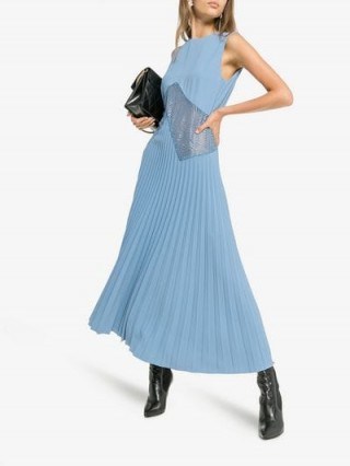Beaufille Delaunay Lace Insert Dress in Blue ~ chic pleats - flipped