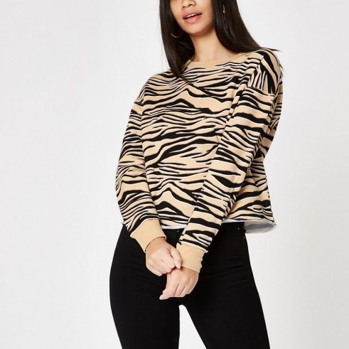 River Island Beige zebra print sweatshirt ~ casual glamour - flipped