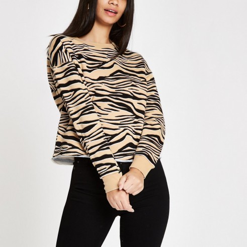 River Island Beige zebra print sweatshirt ~ casual glamour