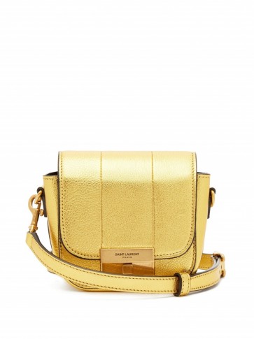 SAINT LAURENT Betty mini metallic-leather cross-body bag ~ small luxe gold crossbody bags
