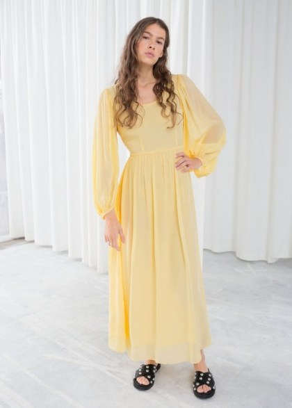 & other stories Billowy Prairie Maxi Dress in Yellow | long flowy dresses - flipped