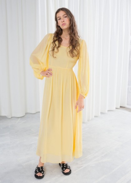 & other stories Billowy Prairie Maxi Dress in Yellow | long flowy dresses