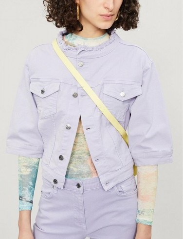 BLANCHE Alvina denim jacket in provence ~ cropped collarless jackets - flipped