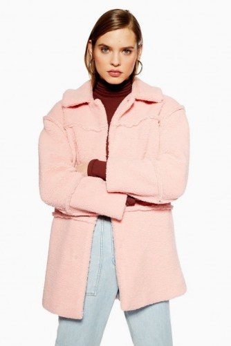 TOPSHOP Borg Coat in pink / pastel coats - flipped