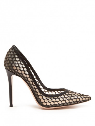 Matches Fashion GIANVITO ROSSI Cage 85 mesh and crochet pumps – these are gorgeous!