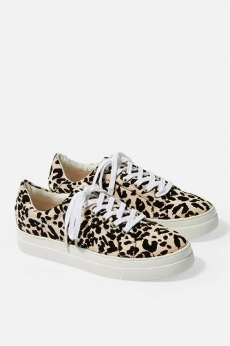 Topshop CANDY Lace Up Trainers in Nude | animal print sneakers - flipped