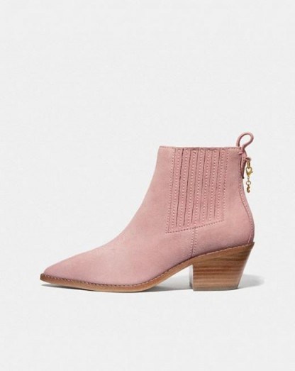 Melody Bootie BLUSH PINK / girly western ankle boots - flipped