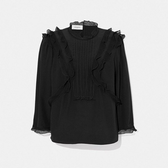 COACH Ruffle Top in BLACK | Victorian style prairie blouse - flipped