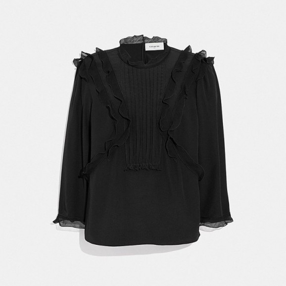 COACH Ruffle Top in BLACK | Victorian style prairie blouse