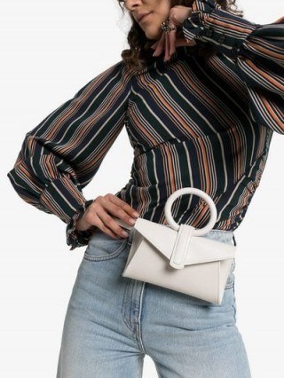 Complet White Valery Micro Envelope Leather Belt Bag ~ chic little fanny pack - flipped