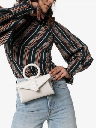 Complet White Valery Micro Envelope Leather Belt Bag ~ chic little fanny pack