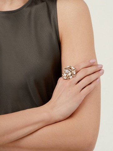 ROSANTICA BY MICHELA PANERO Crystal-embellished flower ring ~ chunky statement rings - flipped