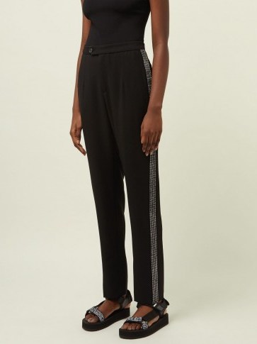 CHRISTOPHER KANE Crystal-embellished high-rise trousers in black - flipped