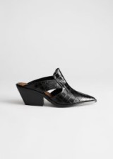 & other stories Cuban Heel Patent Croc Mules | western style mule