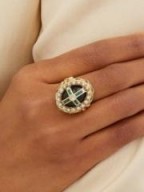JADE JAGGER Diamond, emerald, pearl & 18kt gold oval ring