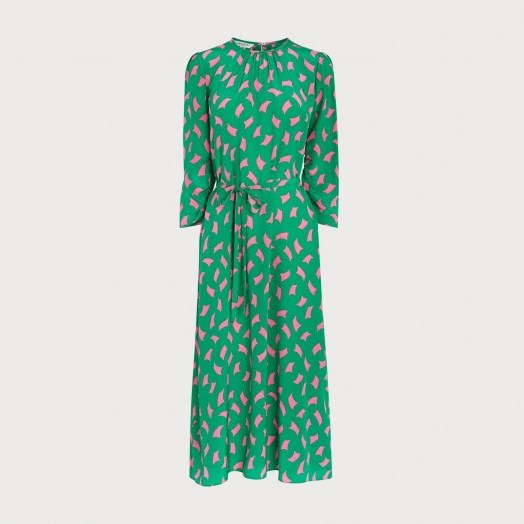 L.K. BENNETT DOROTHY GREEN SAIL PRINT SILK MIDI DRESS ~ floaty dresses - flipped