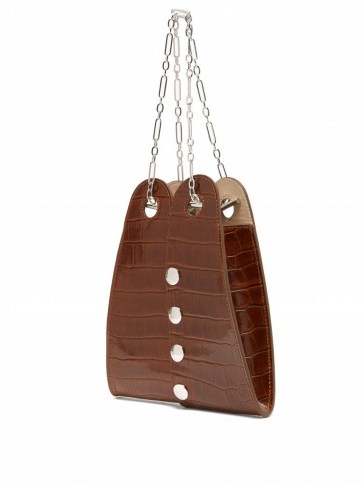 LEMAIRE Brown double crocodile-effect leather bag - flipped