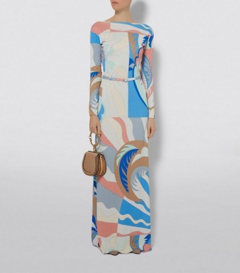 Emilio Pucci Belted Maxi Dress in Blue ~ chic retro look - flipped