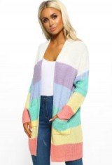 PINK BOUTIQUE Empire Of The Sun Rainbow Stripe Knitted Cardigan – COLOUR-BLOCK CARDIGANS