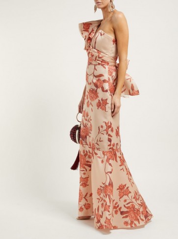 JOHANNA ORTIZ Encanto one-shoulder floral-print silk gown