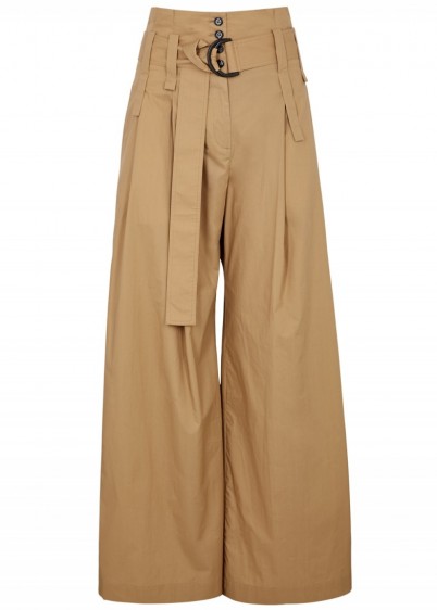 Jacqueline wide-leg camel cotton trousers