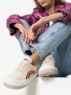 Eytys Ecru Sonic Rainbow Embroidered Cotton Canvas Low-Top Sneakers | thick soled sneakers
