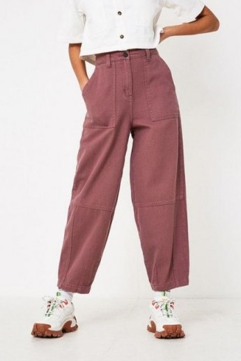 UO Panelled Cotton Cocoon Trousers in Purple ~ relaxed pants - flipped
