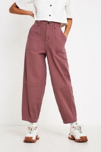 UO Panelled Cotton Cocoon Trousers in Purple ~ relaxed pants
