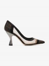Fendi Colibri 85 Mesh Logo Pumps – angled heel court shoe