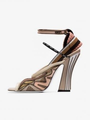 Fendi 105 Mesh Slingback Sandals in Beige | style statement shoes - flipped