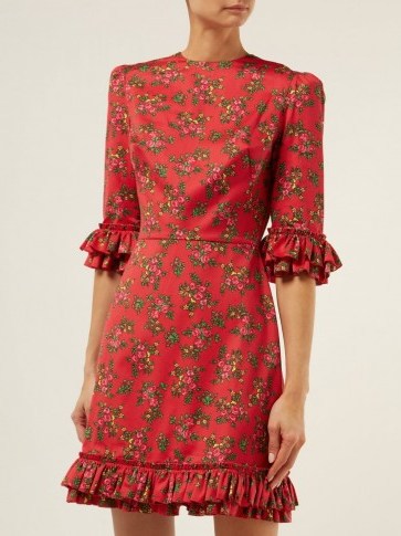THE VAMPIRE’S WIFE Festival Gypsy red floral-print cotton mini dress | luxe prairie style fashion - flipped